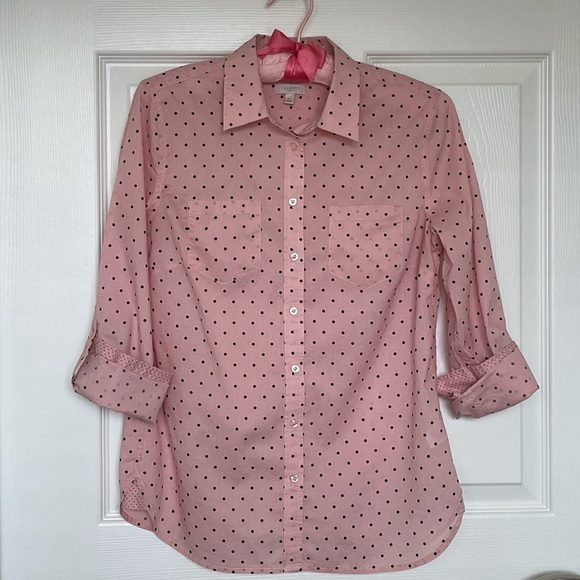 Talbots Tops - 🔻$5 Talbots Pink/Black Dot Shirt